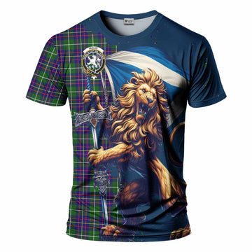 Inglis Tartan Family Crest T-Shirt with Scottish Majestic Lion