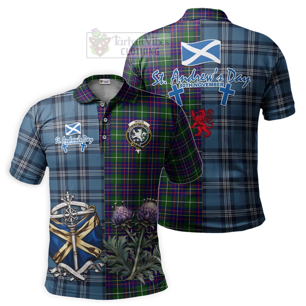 Inglis Tartan Polo Shirt Happy St. Andrew's Day Half Tartan Style Kid - Tartan Vibes Clothing