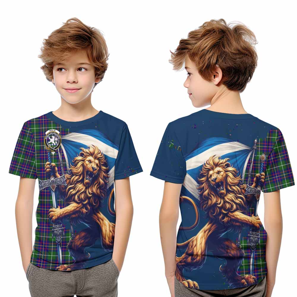 Inglis Tartan Family Crest Kid T-Shirt with Scottish Majestic Lion Youth XL Size14 - Tartan Vibes Clothing