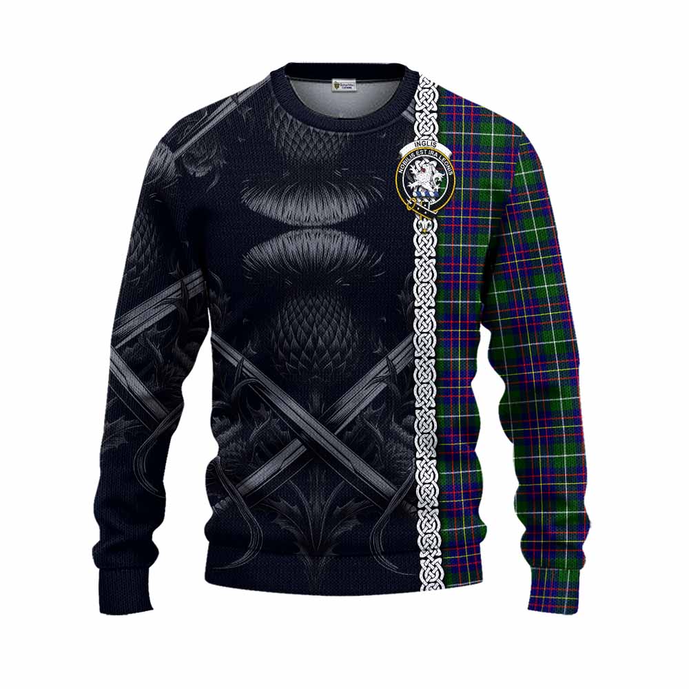 Inglis Tartan Knitted Sweater with Family Crest Cross Sword Thistle Celtic Vibes Unisex - Tartan Vibes Clothing