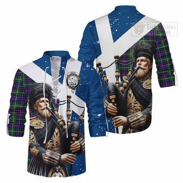 Inglis Tartan Ghillie Kilt Shirt with Family Crest Scottish Bagpiper Vibes Men - Tartan Vibes Clothing