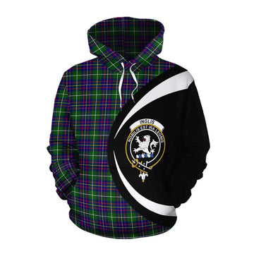 Inglis Tartan Cotton Hoodie with Family Crest Circle Style Pullover Hoodie XS - Tartan Vibes Clothing