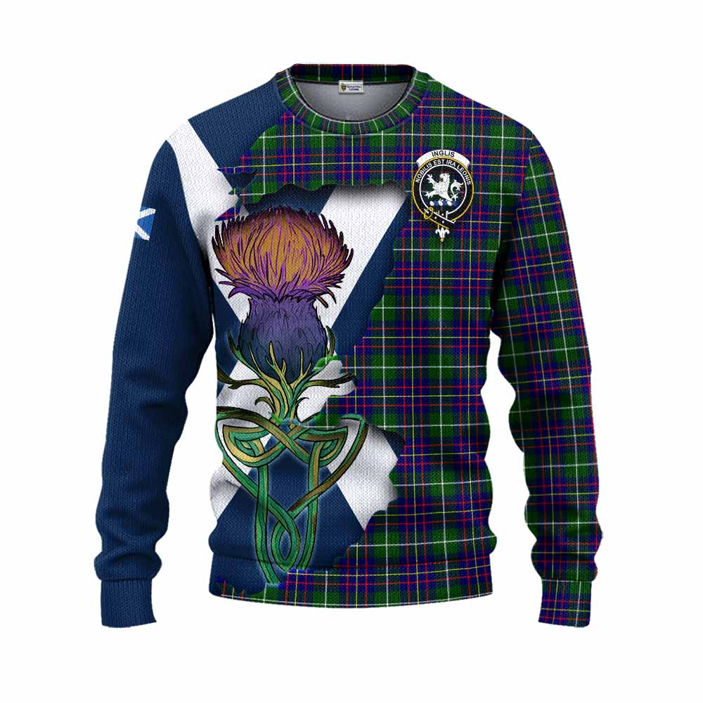 Inglis Tartan Family Crest Knitted Sweater Scottish Thistle Celtic Inspired Unisex - Tartan Vibes Clothing