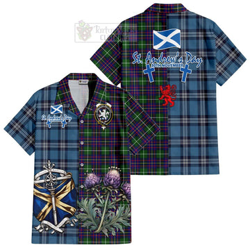 Inglis Tartan Hawaiian Shirt Happy St. Andrew's Day Half Tartan Style Kid - Tartan Vibes Clothing