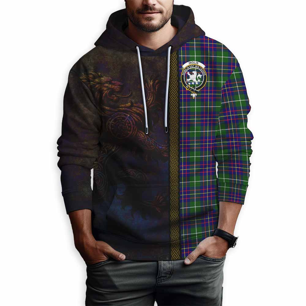 Inglis Tartan Family Crest Hoodie Alba Gu Brath Be Brave Lion Ancient Style Pullover Hoodie - Tartan Vibes Clothing