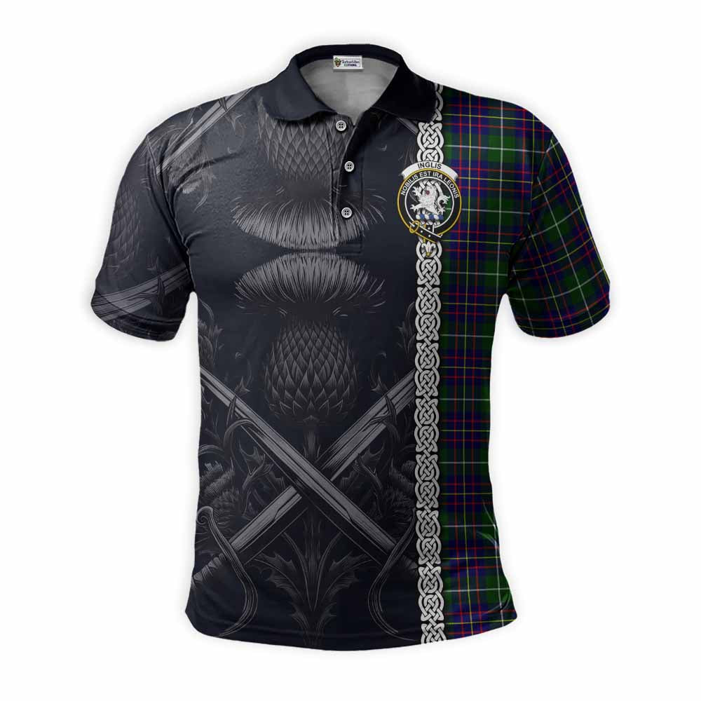Inglis Tartan Polo Shirt with Family Crest Cross Sword Thistle Celtic Vibes Kid - Tartan Vibes Clothing