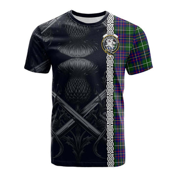 Inglis Tartan Cotton T-shirt with Family Crest Cross Sword Thistle Celtic Vibes