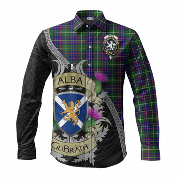 Inglis Tartan Family Crest Long Sleeve Button Shirt Lion Rampant Royal Thistle Shield Celtic Inspired Men's Shirt S - Tartan Vibes Clothing