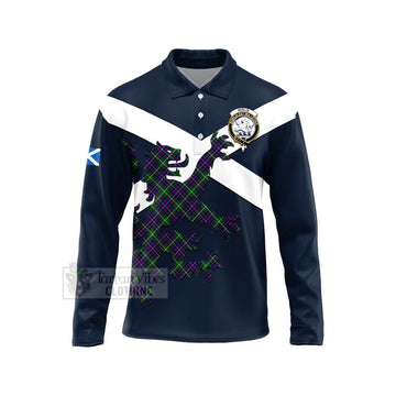Inglis Tartan Lion Rampant Long Sleeve Polo Shirt Proudly Display Your Heritage with Alba Gu Brath and Clan Name Unisex - Tartan Vibes Clothing