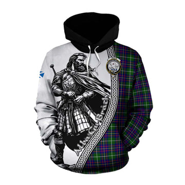 Inglis Tartan Clan Crest Cotton Hoodie with Highlander Warrior Celtic Style Pullover Hoodie XS - Tartan Vibes Clothing
