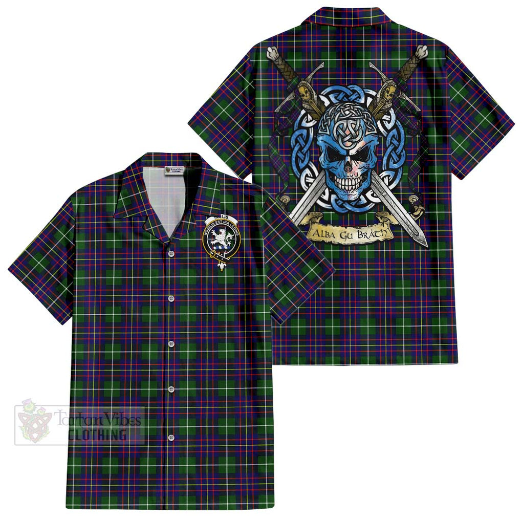 Inglis Tartan Hawaiian Shirt with Family Crest Celtic Skull Style Kid - Tartan Vibes Clothing