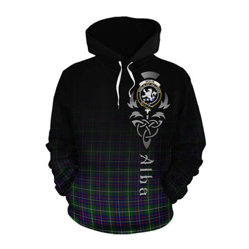 Tartan Vibes Clothing Inglis Tartan Cotton Hoodie Featuring Alba Gu Brath Family Crest Celtic Inspired