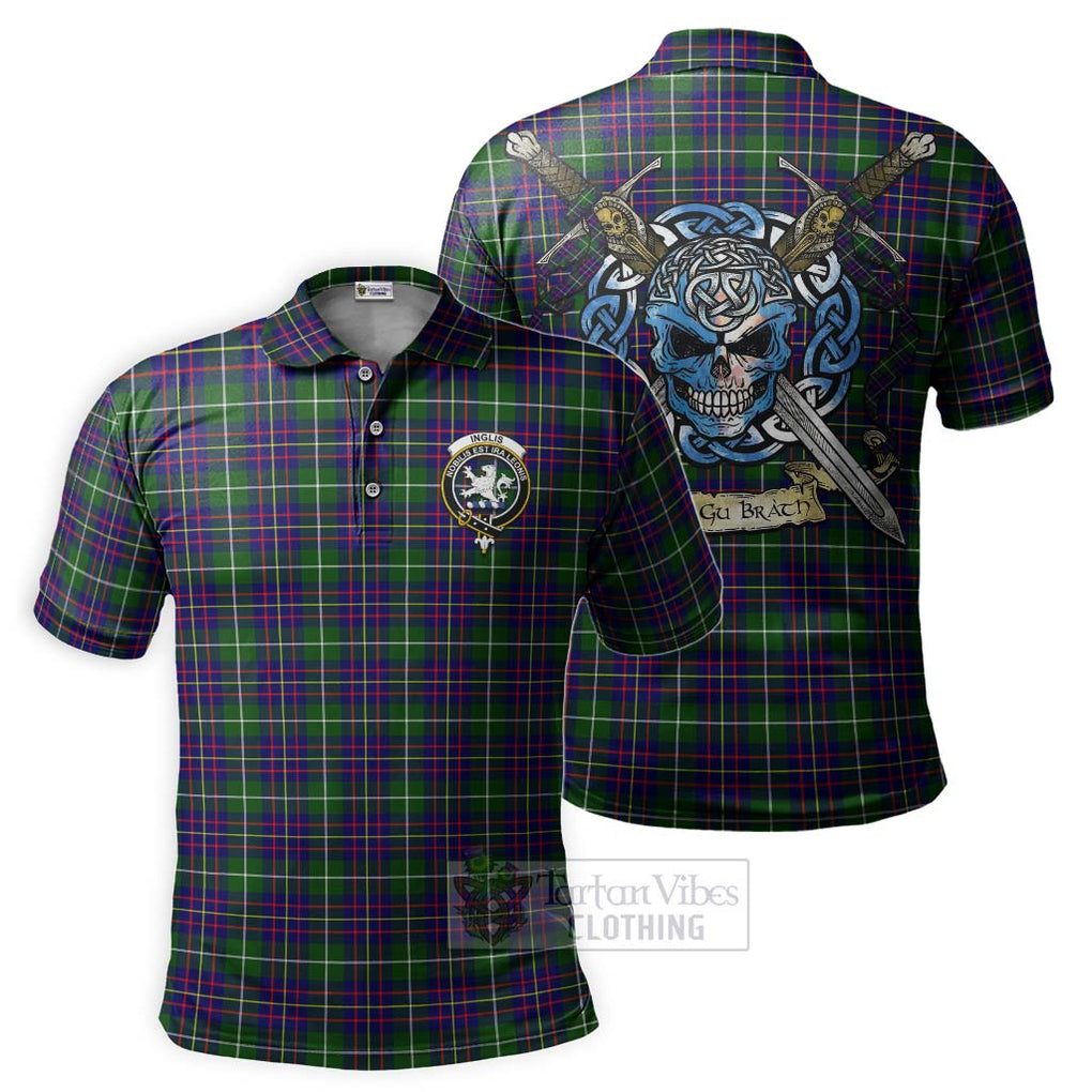 Inglis Tartan Polo Shirt with Family Crest Celtic Skull Style Kid - Tartan Vibes Clothing