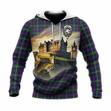Inglis Tartan Family Crest Knitted Hoodie with Scottish Ancient Castle Style Unisex Knitted Pullover Hoodie - Tartan Vibes Clothing