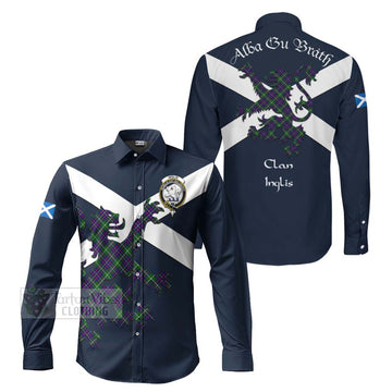 Inglis Tartan Lion Rampant Long Sleeve Button Shirt Proudly Display Your Heritage with Alba Gu Brath and Clan Name Men's Shirt S - Tartan Vibes Clothing