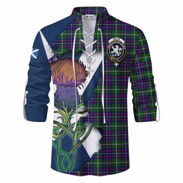 Inglis Tartan Family Crest Ghillie Kilt Shirt Scottish Thistle Celtic Inspired Men - Tartan Vibes Clothing