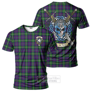Inglis Tartan T-Shirt with Family Crest Celtic Skull Style