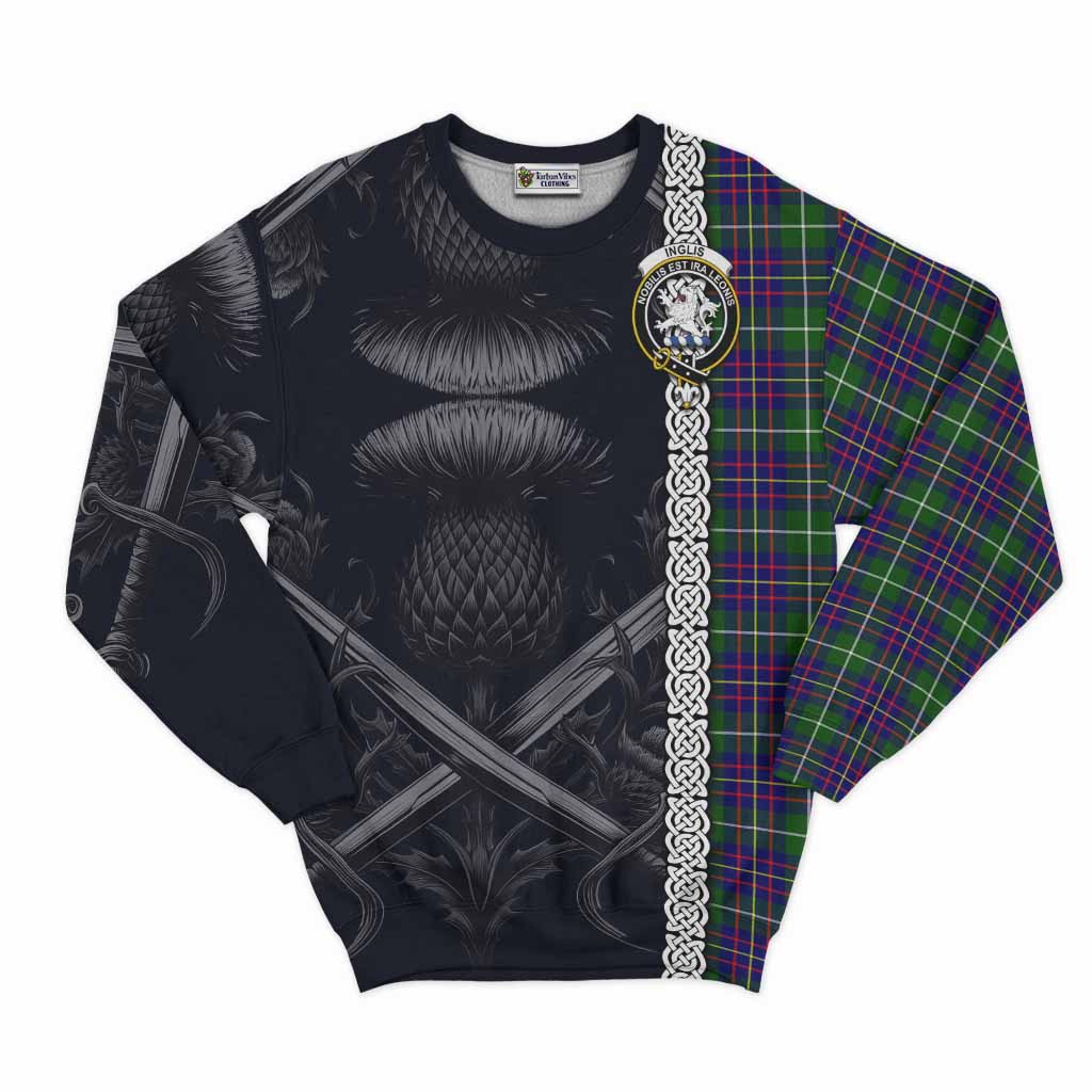 Inglis Tartan Sweatshirt with Family Crest Cross Sword Thistle Celtic Vibes Unisex - Tartan Vibes Clothing