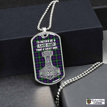 Tartan Vibes Clothing Inglis Tartan Dog Tag Necklace Viking Mjolnir Style