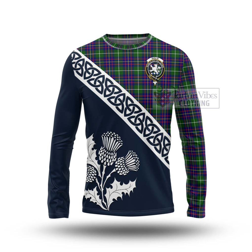Inglis Tartan Long Sleeve T-Shirt Featuring Thistle and Scotland Map Unisex - Tartan Vibes Clothing
