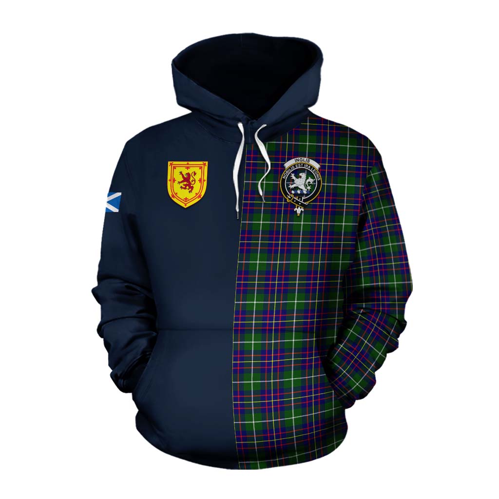 Inglis Tartan Cotton Hoodie Alba with Scottish Lion Royal Arm Half Style Pullover Hoodie XS - Tartan Vibes Clothing