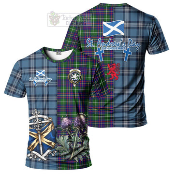 Inglis Tartan T-Shirt Happy St. Andrew's Day Half Tartan Style