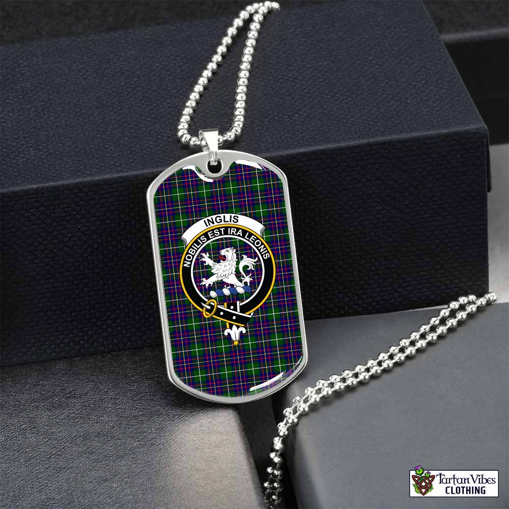 Inglis Tartan Dog Tag Necklace with Family Crest Silver No - Tartan Vibes Clothing