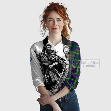 Inglis Tartan Clan Crest Women's Casual Shirt with Highlander Warrior Celtic Style Female - Tartan Vibes Clothing