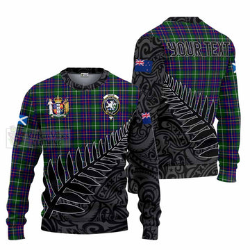 Tartan Vibes Clothing Inglis Crest Tartan Knitted Sweater with New Zealand Silver Fern Half Style