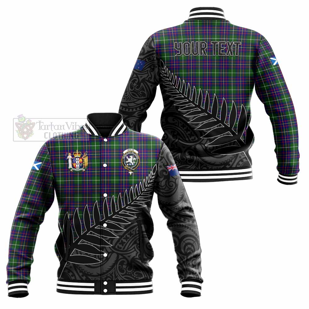 Inglis Crest Tartan Baseball Jacket with New Zealand Silver Fern Half Style Unisex - Tartan Vibes Clothing