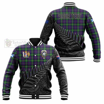 Tartan Vibes Clothing Inglis Crest Tartan Baseball Jacket with New Zealand Silver Fern Half Style