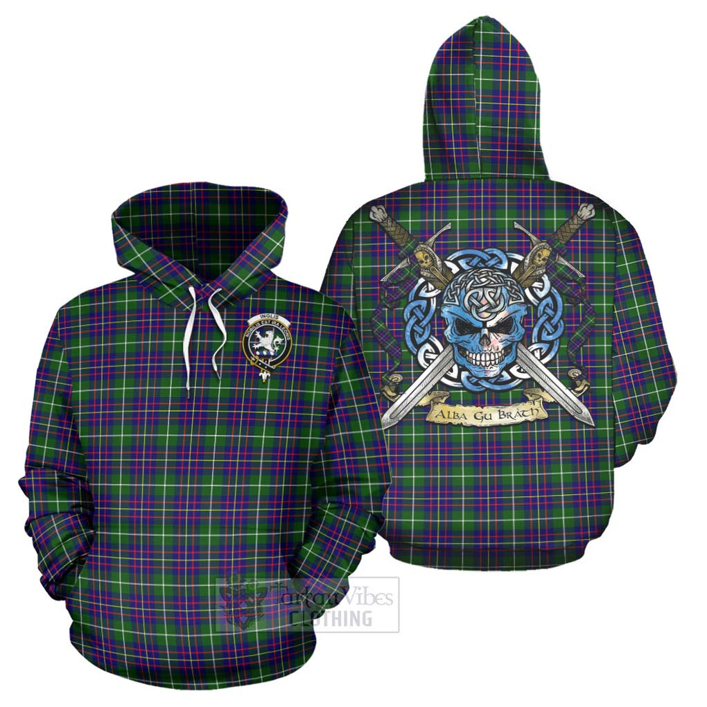 Inglis Tartan Hoodie with Family Crest Celtic Skull Style Zip Hoodie - Tartan Vibes Clothing