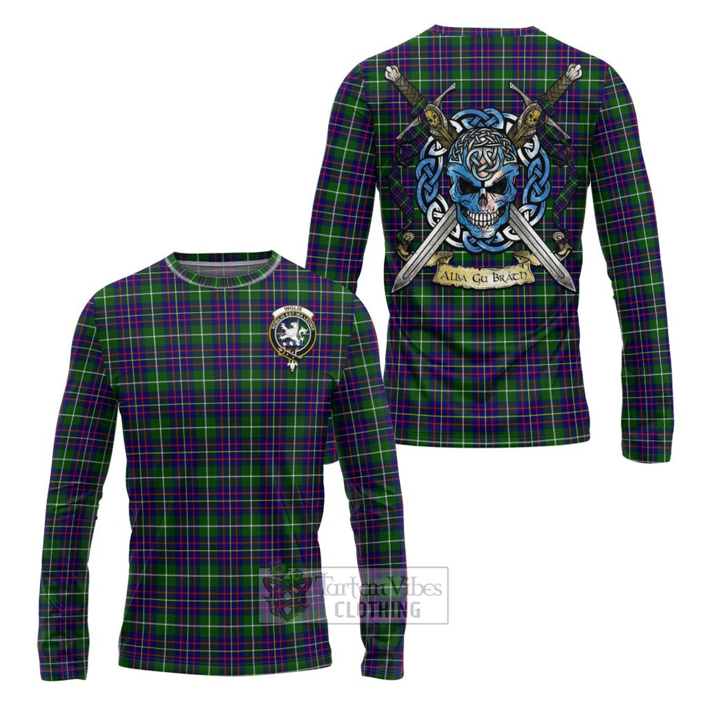 Inglis Tartan Long Sleeve T-Shirt with Family Crest Celtic Skull Style Unisex - Tartan Vibes Clothing