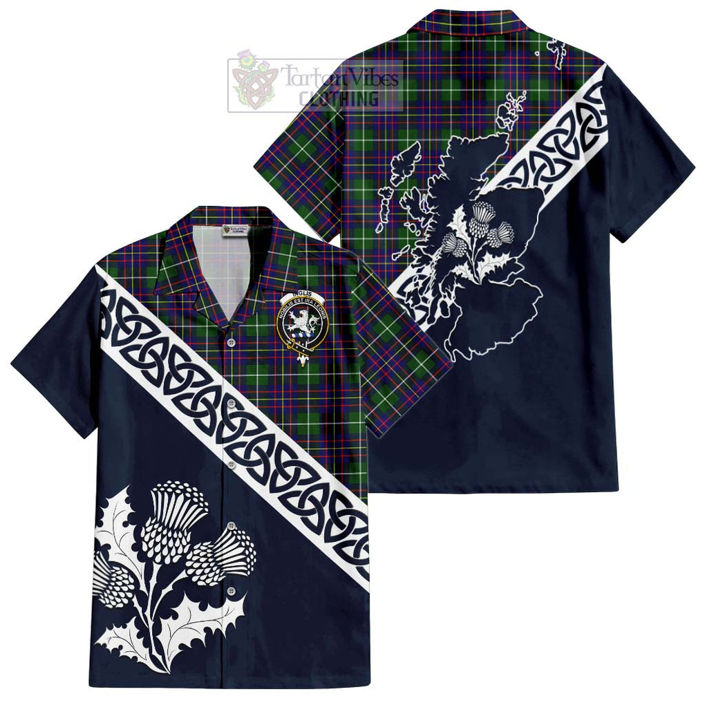 Inglis Tartan Hawaiian Shirt Featuring Thistle and Scotland Map Kid - Tartan Vibes Clothing