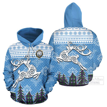Inglis Clan Christmas Hoodie Celtic Reindeer Style Zip Hoodie - Tartan Vibes Clothing