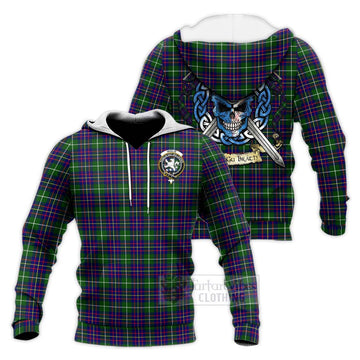 Inglis Tartan Knitted Hoodie with Family Crest Celtic Skull Style Unisex Knitted Pullover Hoodie - Tartan Vibes Clothing