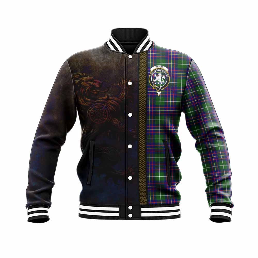 Inglis Tartan Family Crest Baseball Jacket Alba Gu Brath Be Brave Lion Ancient Style Unisex - Tartan Vibes Clothing