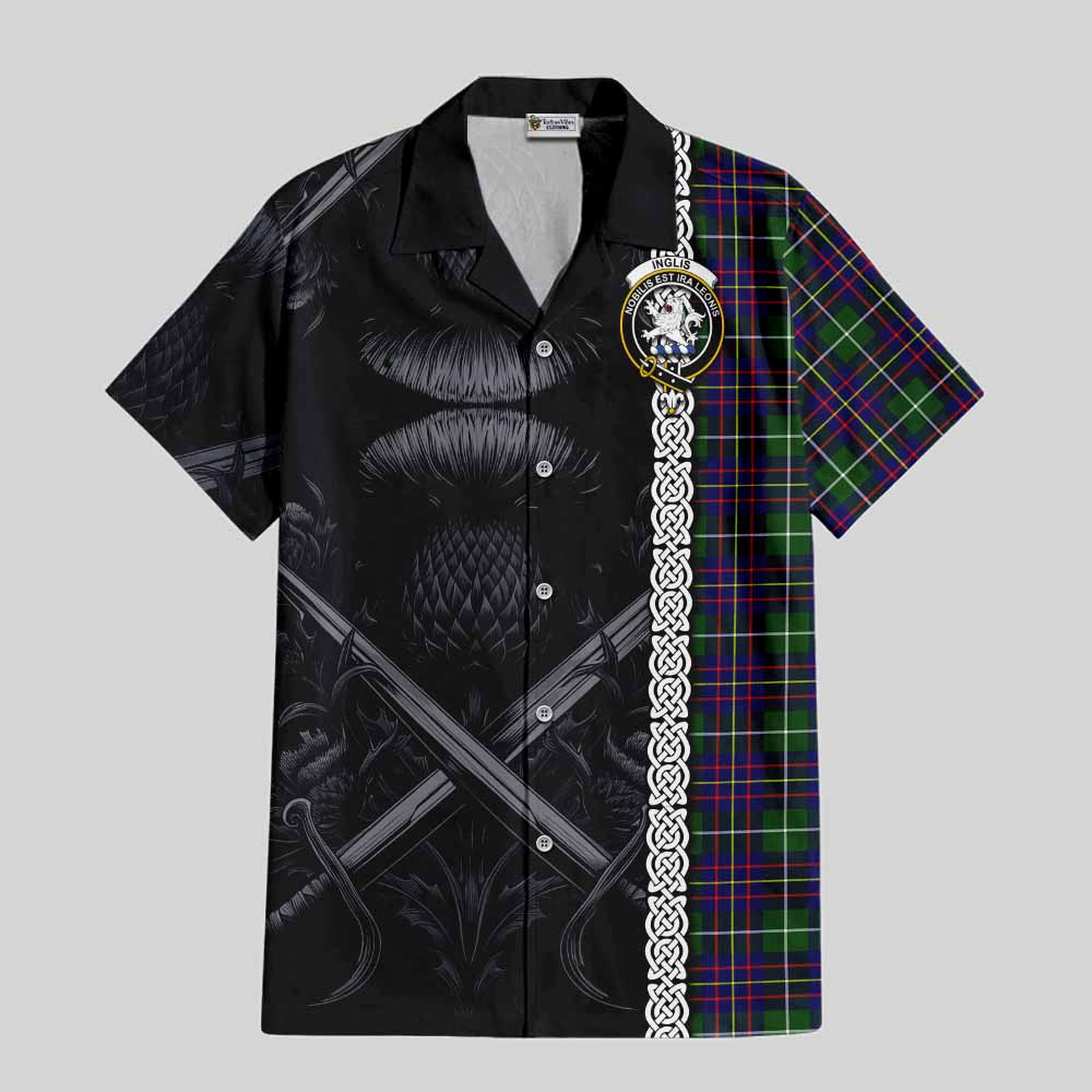 Inglis Tartan Hawaiian Shirt with Family Crest Cross Sword Thistle Celtic Vibes Kid - Tartan Vibes Clothing