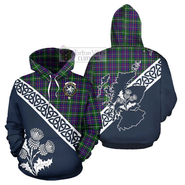 Inglis Tartan Hoodie Featuring Thistle and Scotland Map Zip Hoodie - Tartan Vibes Clothing