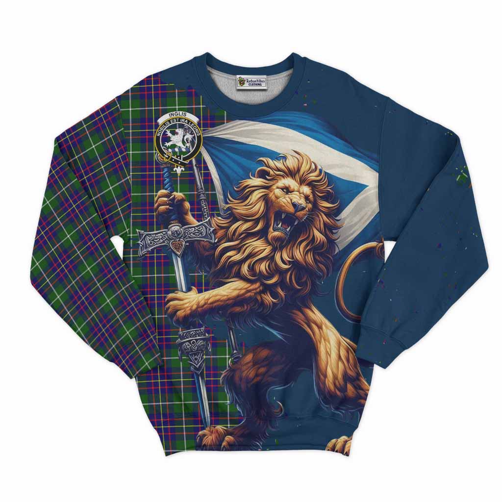 Inglis Tartan Family Crest Sweatshirt with Scottish Majestic Lion Unisex - Tartan Vibes Clothing