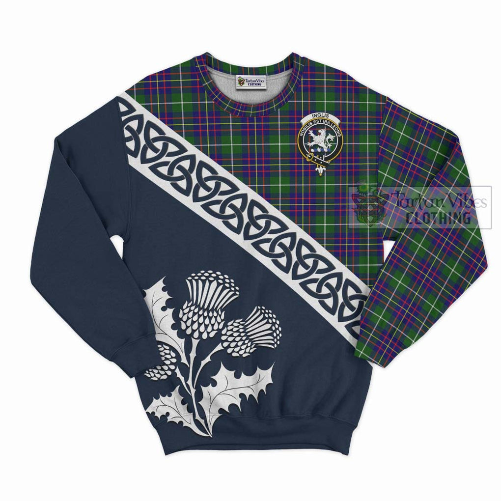 Inglis Tartan Sweatshirt Featuring Thistle and Scotland Map Unisex - Tartan Vibes Clothing