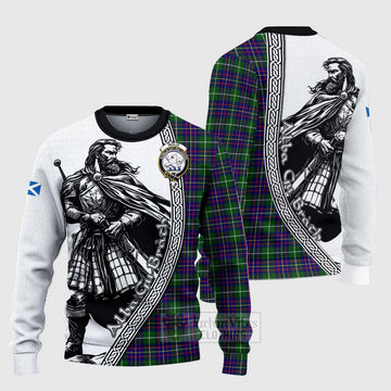 Inglis Tartan Clan Crest Knitted Sweater with Highlander Warrior Celtic Style Unisex - Tartan Vibes Clothing