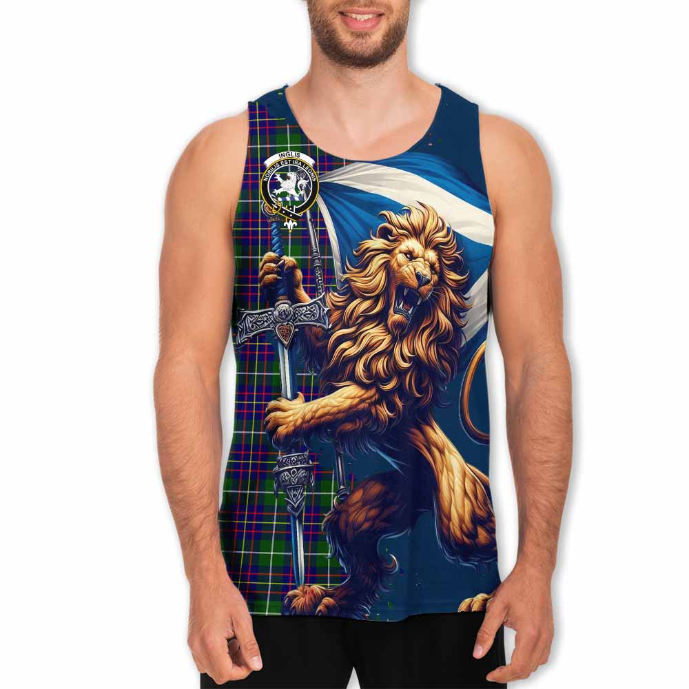 Inglis Tartan Family Crest Men's Tank Top with Scottish Majestic Lion Men - Tartan Vibes Clothing