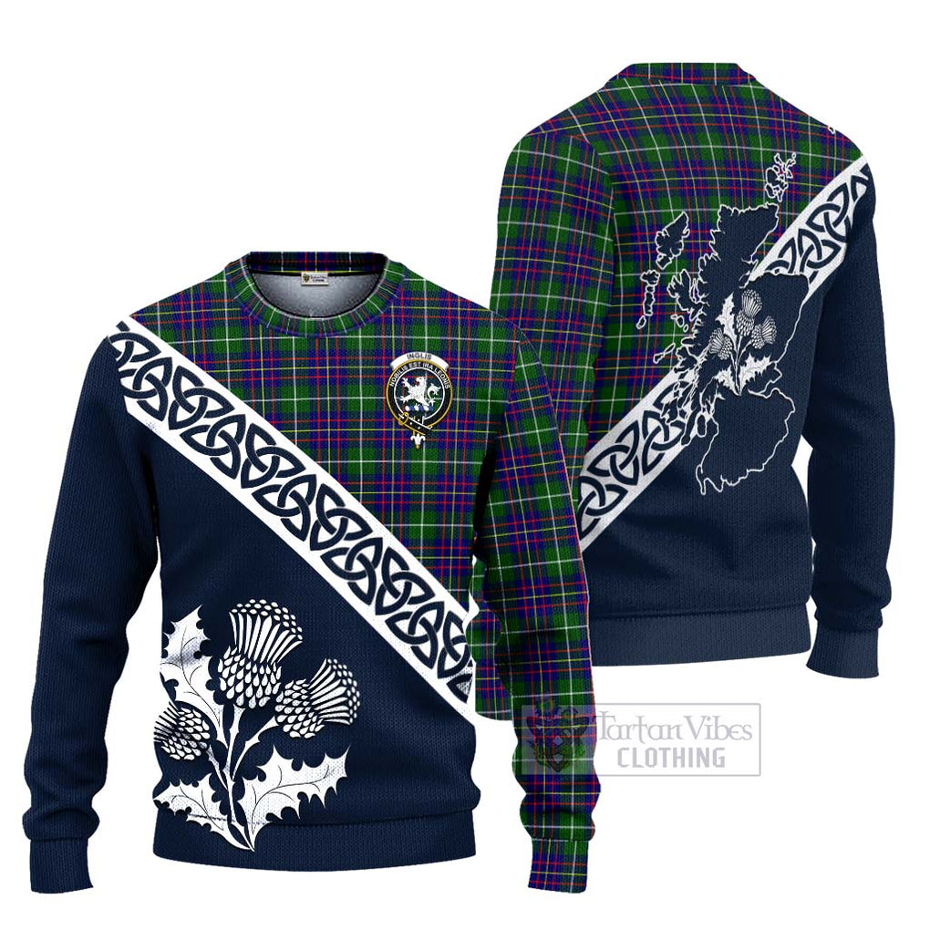 Inglis Tartan Ugly Sweater Featuring Thistle and Scotland Map Unisex - Tartan Vibes Clothing