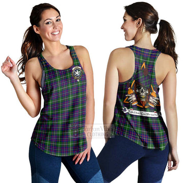 Inglis Tartan Women's Racerback Tanks with Family Crest and Bearded Skull Holding Bottles of Whiskey 4XL - Tartan Vibes Clothing