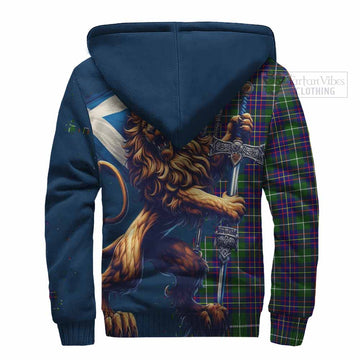 Inglis Tartan Family Crest Sherpa Hoodie with Scottish Majestic Lion - Tartan Vibes Clothing