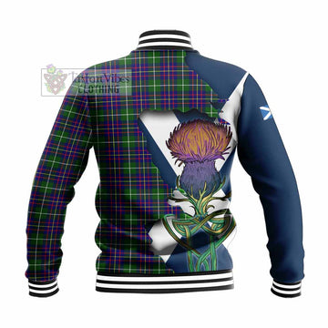 Inglis Tartan Family Crest Baseball Jacket Scottish Thistle Celtic Inspired - Tartan Vibes Clothing
