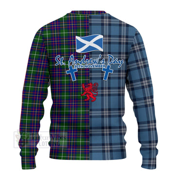 Inglis Tartan Knitted Sweater Happy St. Andrew's Day Half Tartan Style - Tartan Vibes Clothing