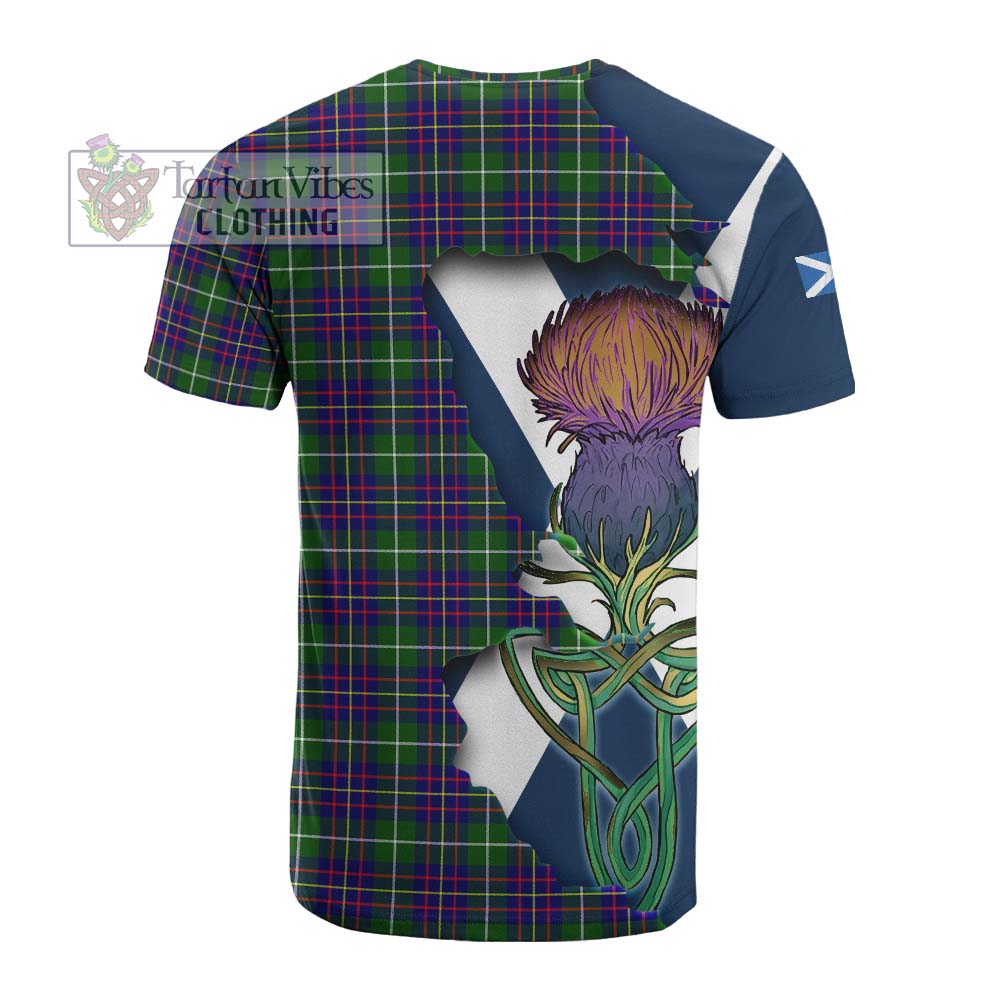 Tartan Vibes Clothing Inglis Tartan Family Crest Cotton T-shirt Scottish Thistle Celtic Inspired