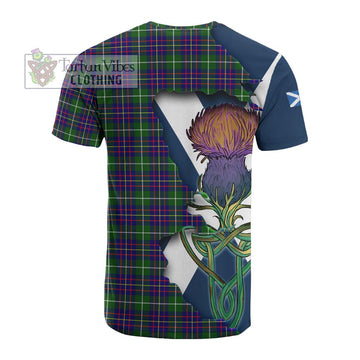 Inglis Tartan Family Crest Cotton T-shirt Scottish Thistle Celtic Inspired
